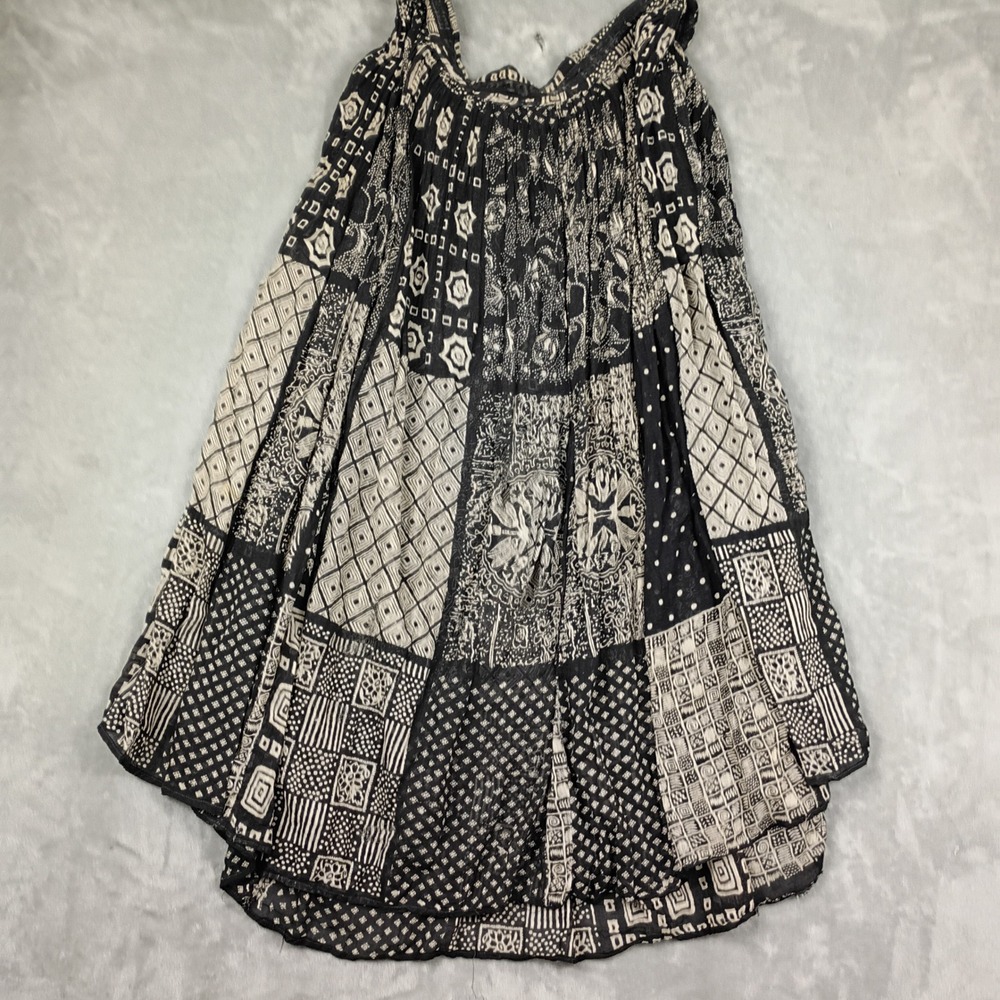 Pinch NYC Patchwork Skirt Womens OS Black White Cotton Gauze Boho Festival Midi